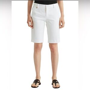Ralph Lauren White Flat-Front Chino Shorts